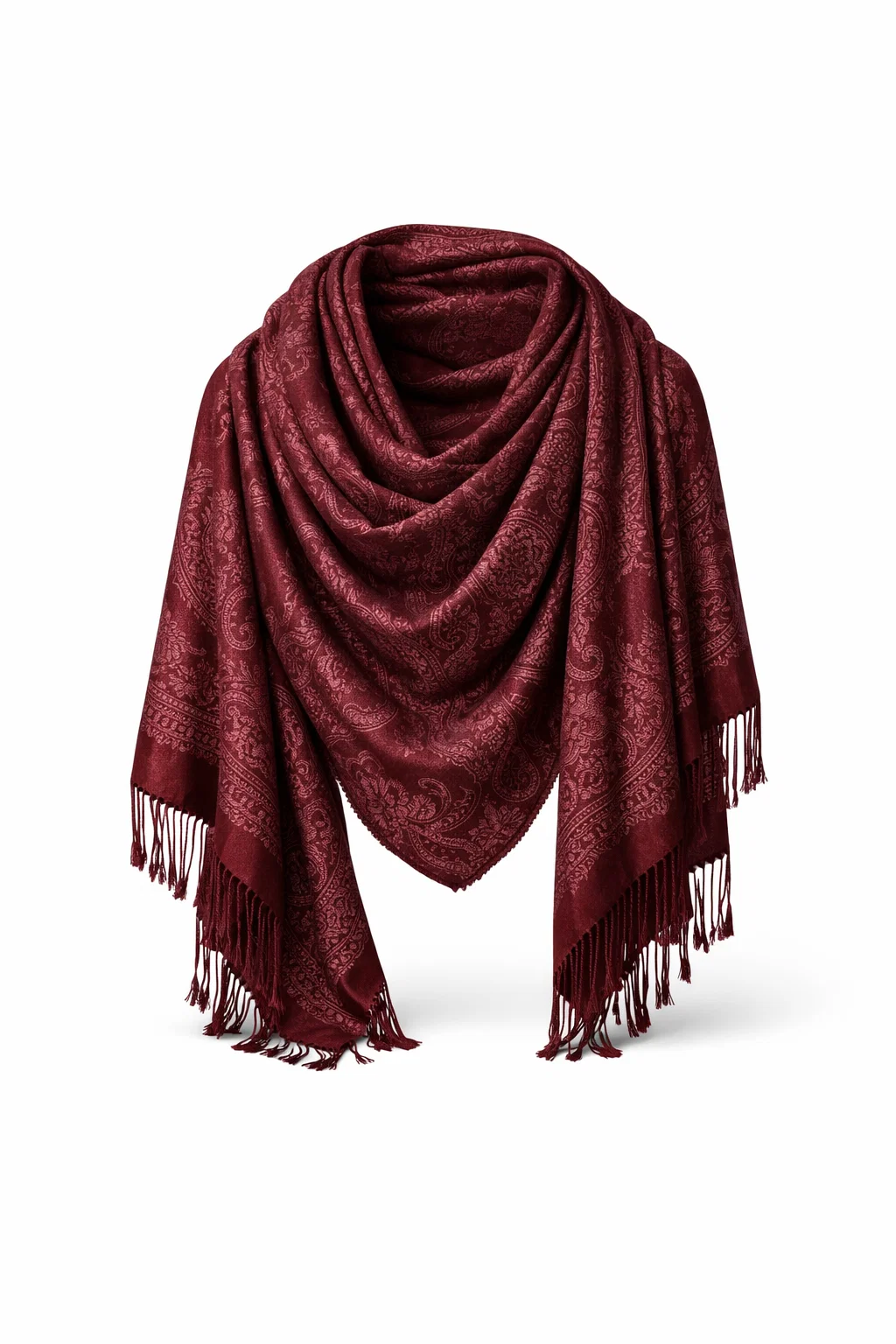 Burgundy Aries Paisley Shawl